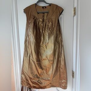 Vera Wang Gold Metallic Jacquard Shift Dress Size 6